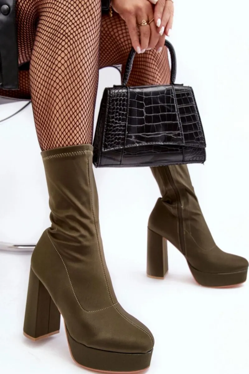 Online Boto Botki Na Wysokim Słupku Z Suwakiem Zielone Peculia