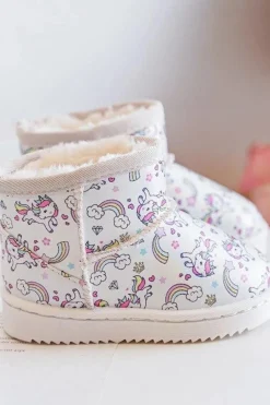 Hot Boto Botki Śniegowce Dziecięce Wzorzyste Beżowe Elenet