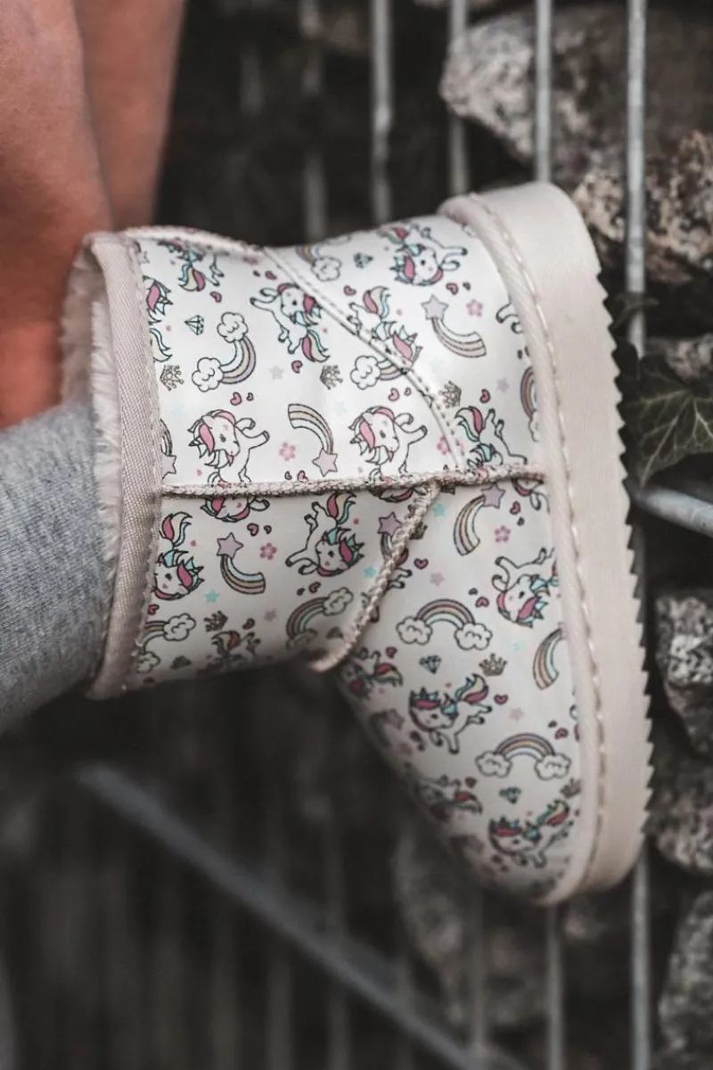 Hot Boto Botki Śniegowce Dziecięce Wzorzyste Beżowe Elenet