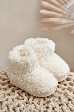 Dziewczęce|Chłopięce>Boto Botki Śniegowce Dziecięce Z Futerkiem Typu Baranek Jasnobeżowe Mevael