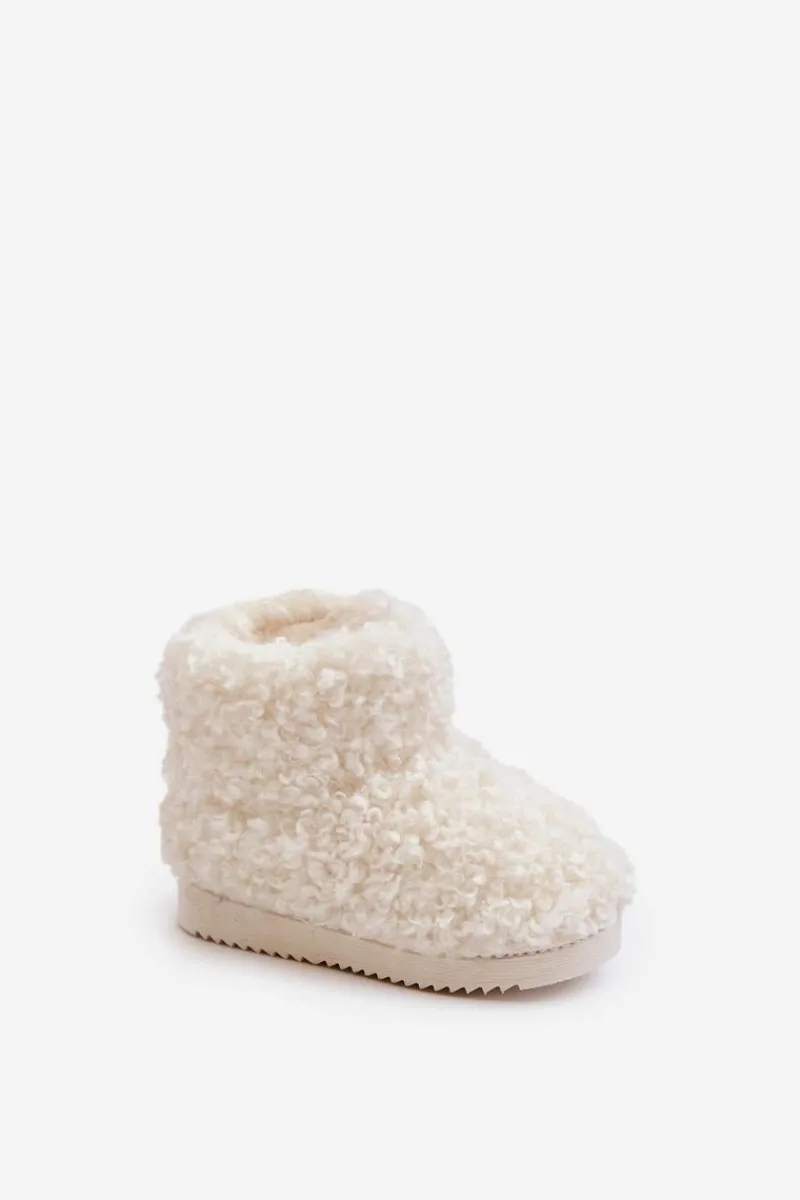 Dziewczęce|Chłopięce>Boto Botki Śniegowce Dziecięce Z Futerkiem Typu Baranek Jasnobeżowe Mevael