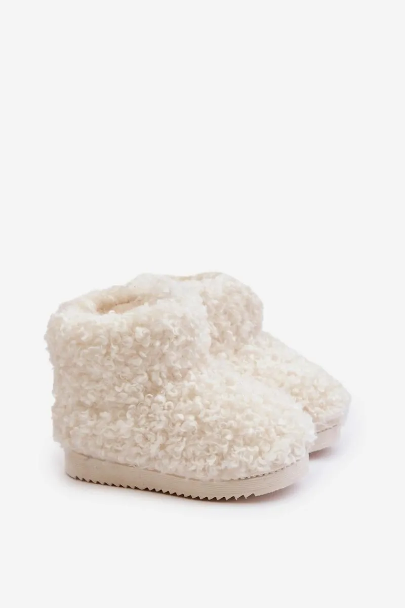 Dziewczęce|Chłopięce>Boto Botki Śniegowce Dziecięce Z Futerkiem Typu Baranek Jasnobeżowe Mevael