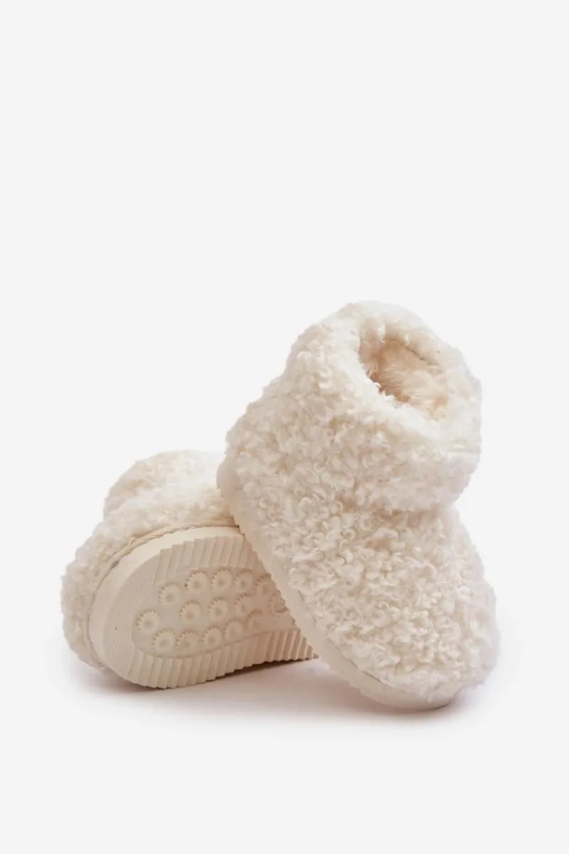 Dziewczęce|Chłopięce>Boto Botki Śniegowce Dziecięce Z Futerkiem Typu Baranek Jasnobeżowe Mevael