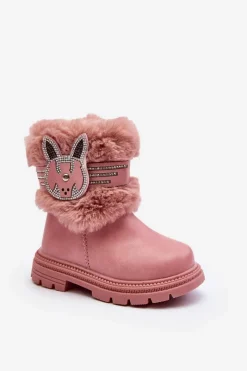 Dziewczęce|Dziewczęce>Boto Botki Śniegowce Dziecięce z Futerkiem Różowe Lunami