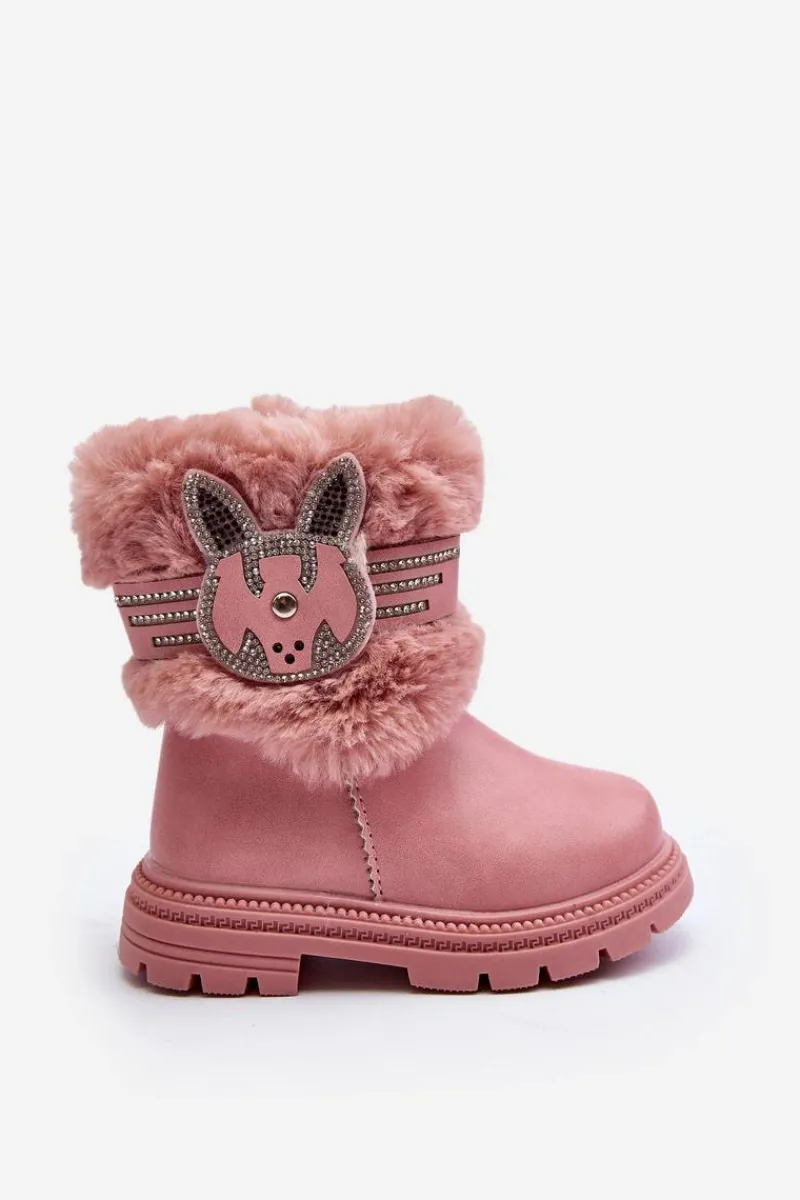 Dziewczęce|Dziewczęce>Boto Botki Śniegowce Dziecięce z Futerkiem Różowe Lunami