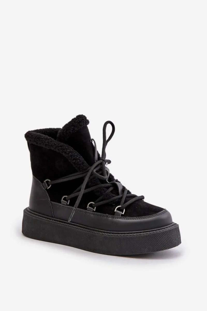 Śniegowce Damskie|Brązowe I Beżowe Botki>Boto Botki Śniegowce Na Platformie Czarne Tamidra