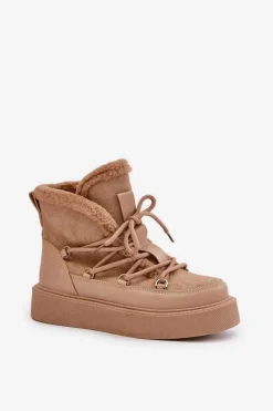 Online Botki Śniegowce Na Platformie Ciemnobeżowe Tamidra Damskie Śniegowce Damskie|Brązowe I Beżowe Botki