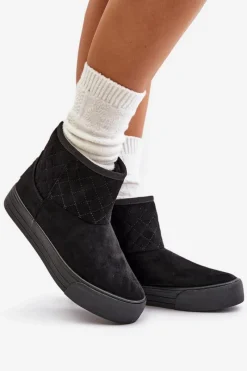 Best Big Star Shoes Botki Śniegowce Na Zamek Ocieplane Futerkiem Big Star OO274A522 Czarne Czarny