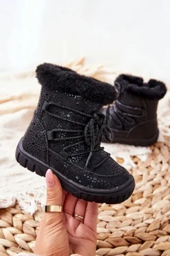 Dziewczęce|Dziewczęce>Evento Botki Śniegowce Ocieplane Z Futerkiem Czarne Stars