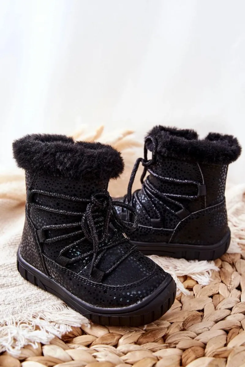 Dziewczęce|Dziewczęce>Evento Botki Śniegowce Ocieplane Z Futerkiem Czarne Stars