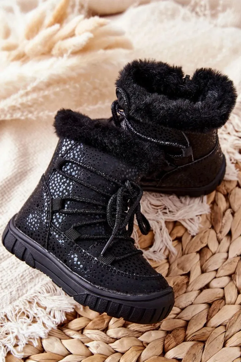 Dziewczęce|Dziewczęce>Evento Botki Śniegowce Ocieplane Z Futerkiem Czarne Stars