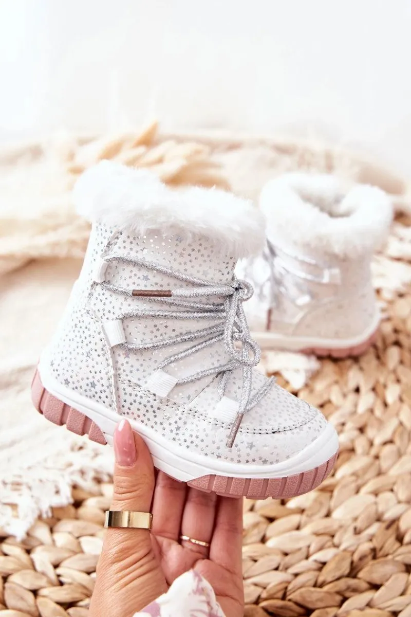 Online Evento Botki Śniegowce Ocieplane Z Futerkiem Białe Stars