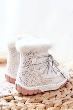 Online Evento Botki Śniegowce Ocieplane Z Futerkiem Białe Stars