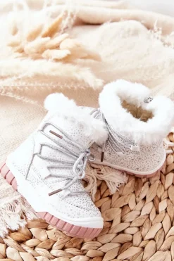Online Evento Botki Śniegowce Ocieplane Z Futerkiem Białe Stars