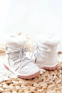 Online Evento Botki Śniegowce Ocieplane Z Futerkiem Białe Stars