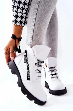 Hot Buty Sergio Leone Botki Ocieplane Futerkiem Sergio Leone Białe TR740