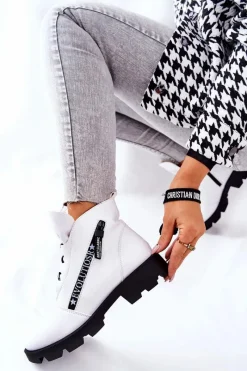 Hot Buty Sergio Leone Botki Ocieplane Futerkiem Sergio Leone Białe TR740