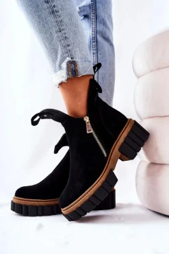 Czarne Botki|Botki Zimowe Damskie><noscript><img width=