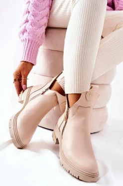 Botki Zimowe Damskie|Brązowe I Beżowe Botki><noscript><img width=