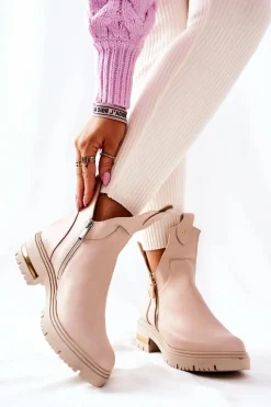 Botki Zimowe Damskie|Brązowe I Beżowe Botki><noscript><img width=