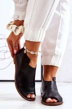 Best Laura Messi Botki Skórzane Na Obcasie Czarne 2324