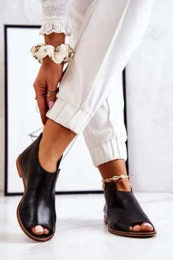 Best Laura Messi Botki Skórzane Na Obcasie Czarne 2324