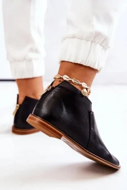 Best Laura Messi Botki Skórzane Na Obcasie Czarne 2324