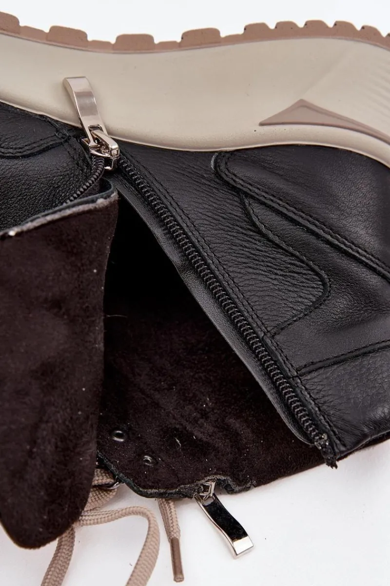 Buty Sportowe Na Platformie|Sneakersy Damskie>Zazoo Botki Sportowe Damskie Na Platformie Z Naturalnej Skóry Z1239 Czarne Czarny