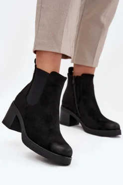 Online Boto Botki Sztyblety Damskie Na Obcasie Ocieplane Czarne Zelia Czarny