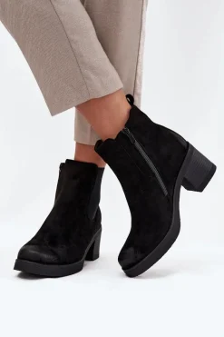 Online Boto Botki Sztyblety Damskie Na Obcasie Ocieplane Czarne Zelia Czarny