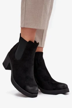 Online Boto Botki Sztyblety Damskie Na Obcasie Ocieplane Czarne Zelia Czarny