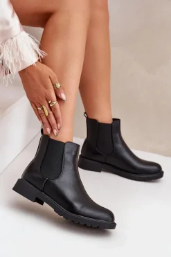 Outlet Botki Sztyblety Damskie Na Płaskim Obcasie Czarne Selanna Damskie Botki Ocieplane|Brązowe I Beżowe Botki