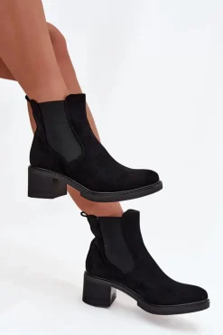 Online Botki Sztyblety Damskie Na Klocku Czarne Luvina Damskie Botki Ocieplane|Czarne Botki