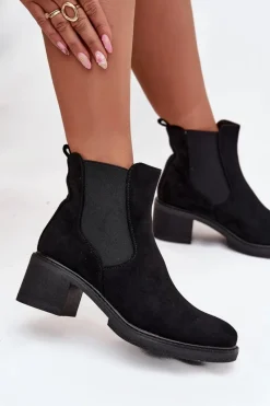 Online Botki Sztyblety Damskie Na Klocku Czarne Luvina Damskie Botki Ocieplane|Czarne Botki