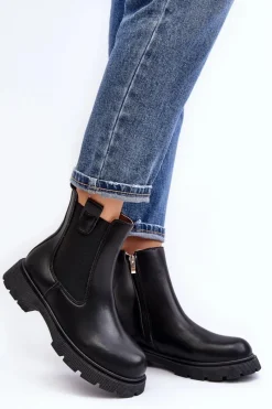 Clearance Boto Botki Sztyblety Damskie Na Zamek Czarne Ramhel