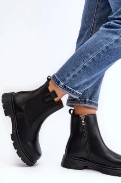 Clearance Boto Botki Sztyblety Damskie Na Zamek Czarne Ramhel