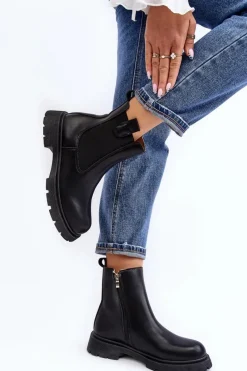 Clearance Boto Botki Sztyblety Damskie Na Zamek Czarne Ramhel