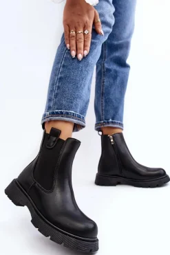 Clearance Boto Botki Sztyblety Damskie Na Zamek Czarne Ramhel