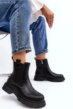 Clearance Boto Botki Sztyblety Damskie Na Zamek Czarne Ramhel