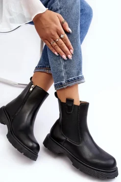 Clearance Boto Botki Sztyblety Damskie Na Zamek Czarne Ramhel