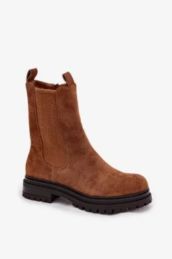 Botki Zimowe Damskie|Brązowe I Beżowe Botki><noscript><img width=