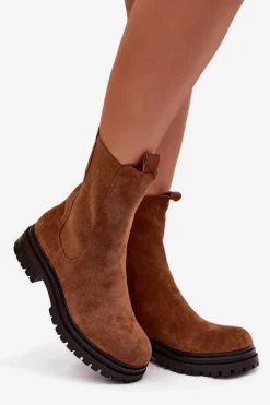 Botki Zimowe Damskie|Brązowe I Beżowe Botki><noscript><img width=