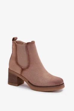 Botki Ocieplane|Botki Na Obcasie></noscript>Boto Botki Sztyblety Damskie Na Obcasie Ocieplane Beżowe Zelia Beżowy