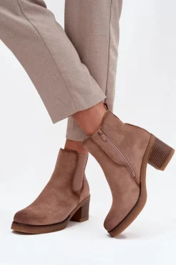 Botki Ocieplane|Botki Na Obcasie></noscript>Boto Botki Sztyblety Damskie Na Obcasie Ocieplane Beżowe Zelia Beżowy