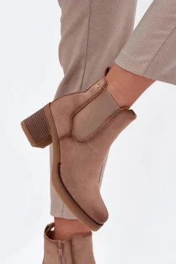 Botki Ocieplane|Botki Na Obcasie></noscript>Boto Botki Sztyblety Damskie Na Obcasie Ocieplane Beżowe Zelia Beżowy