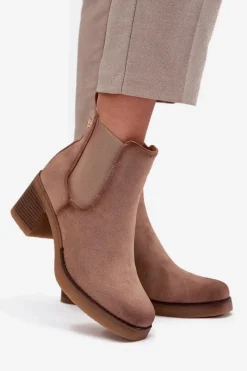 Botki Ocieplane|Botki Na Obcasie></noscript>Boto Botki Sztyblety Damskie Na Obcasie Ocieplane Beżowe Zelia Beżowy