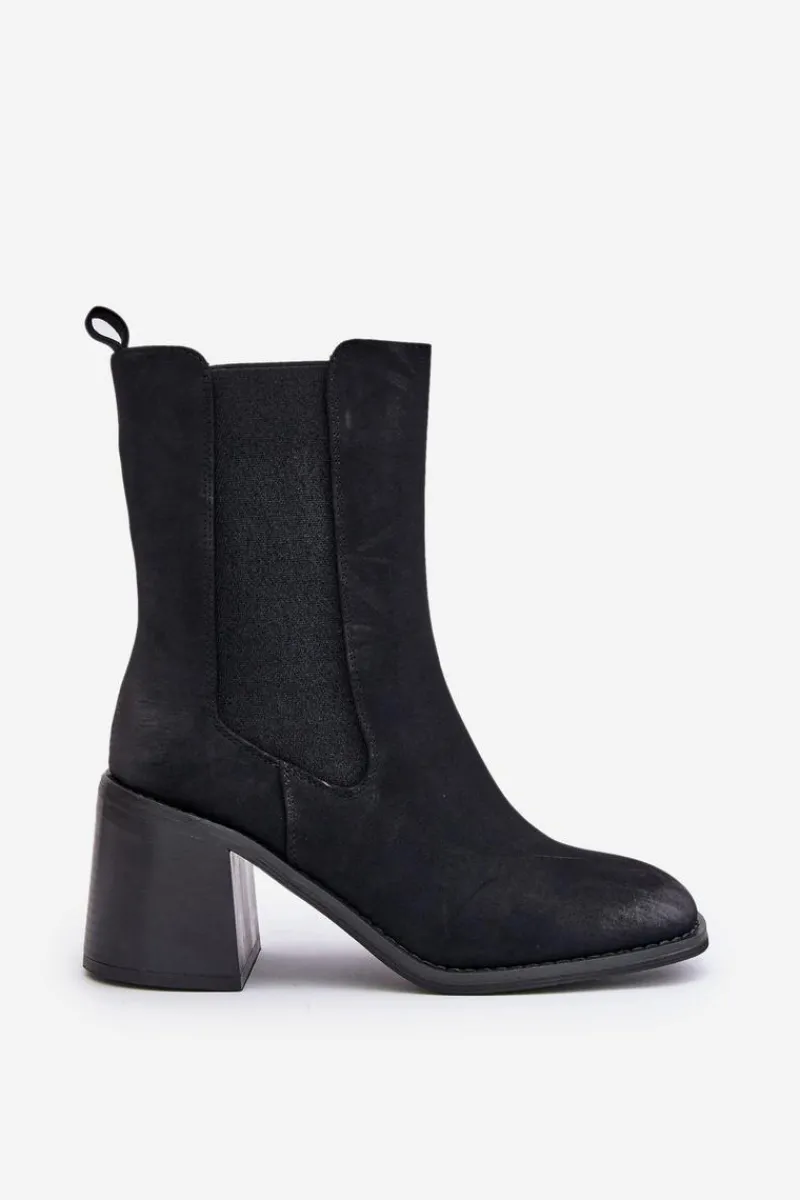 Botki Na Słupku|Czarne Botki>Boto Botki Sztyblety Damskie Na Obcasie Słupku Z Eko Zamszu Czarne Naorita