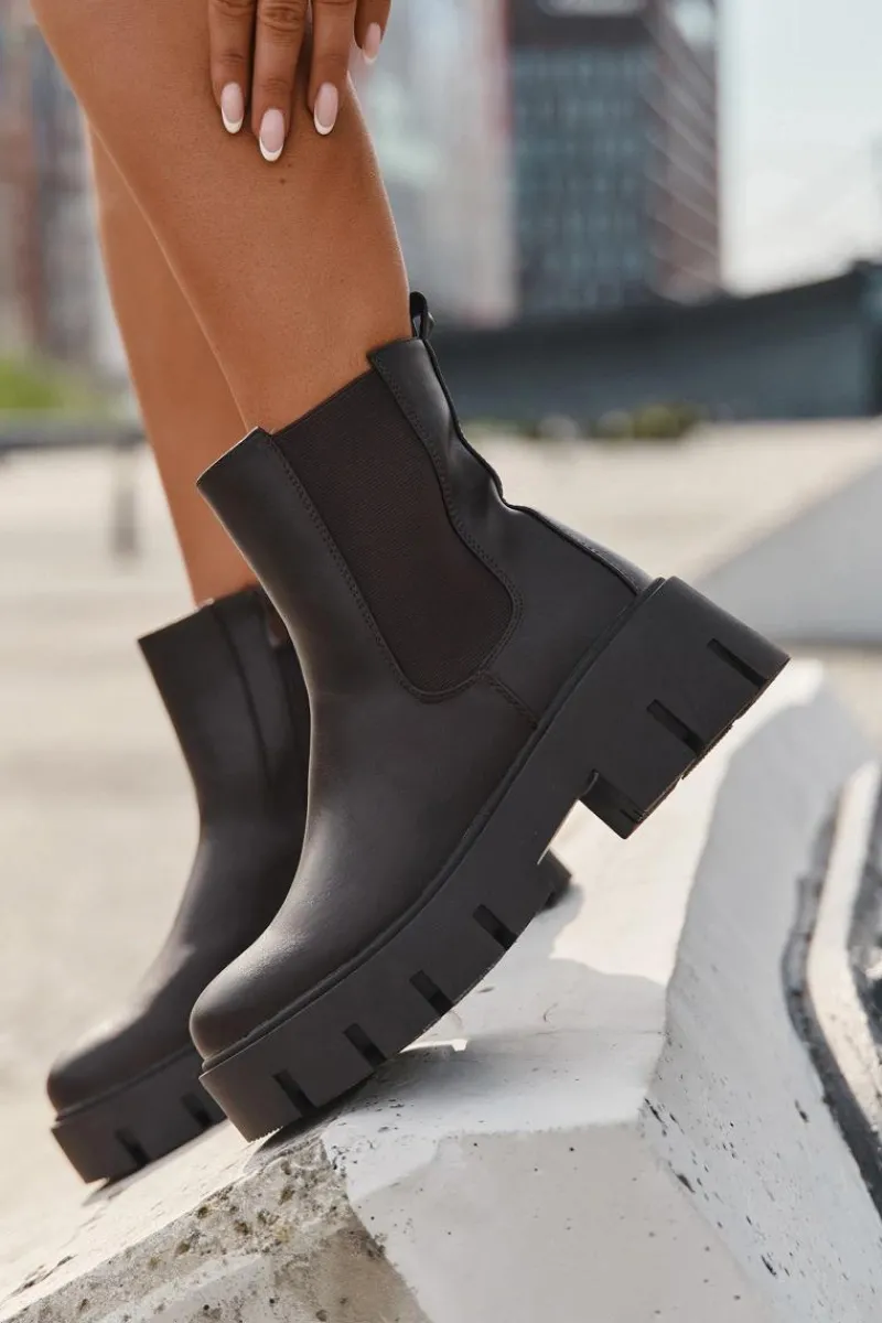 Botki Sztyblety Damskie Ocieplane Na Zamek Eko Skórzane Ciemnobrązowe Fivienne Damskie Botki Ocieplane|Botki Płaskie