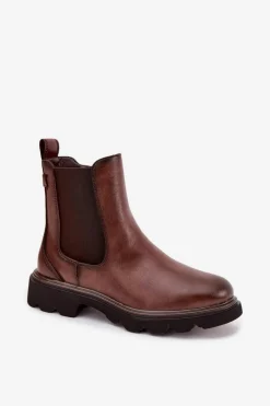 Botki Ocieplane|Botki Skórzane></noscript>Boto Botki Sztyblety Damskie Ocieplane Na Zamek Brązowe Rivelia