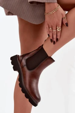 Botki Ocieplane|Botki Skórzane></noscript>Boto Botki Sztyblety Damskie Ocieplane Na Zamek Brązowe Rivelia